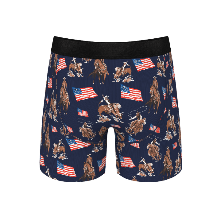 Shinesty "Bootstraps & Chaps" Americana Cowboy Ball Hammock® Pouch Boxer Briefs with Fly