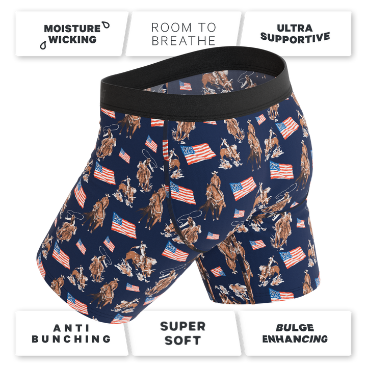 Shinesty "The Bootstraps & Chaps" Americana Cowboy Long Leg Ball Hammock® Pouch Underwear With Fly
