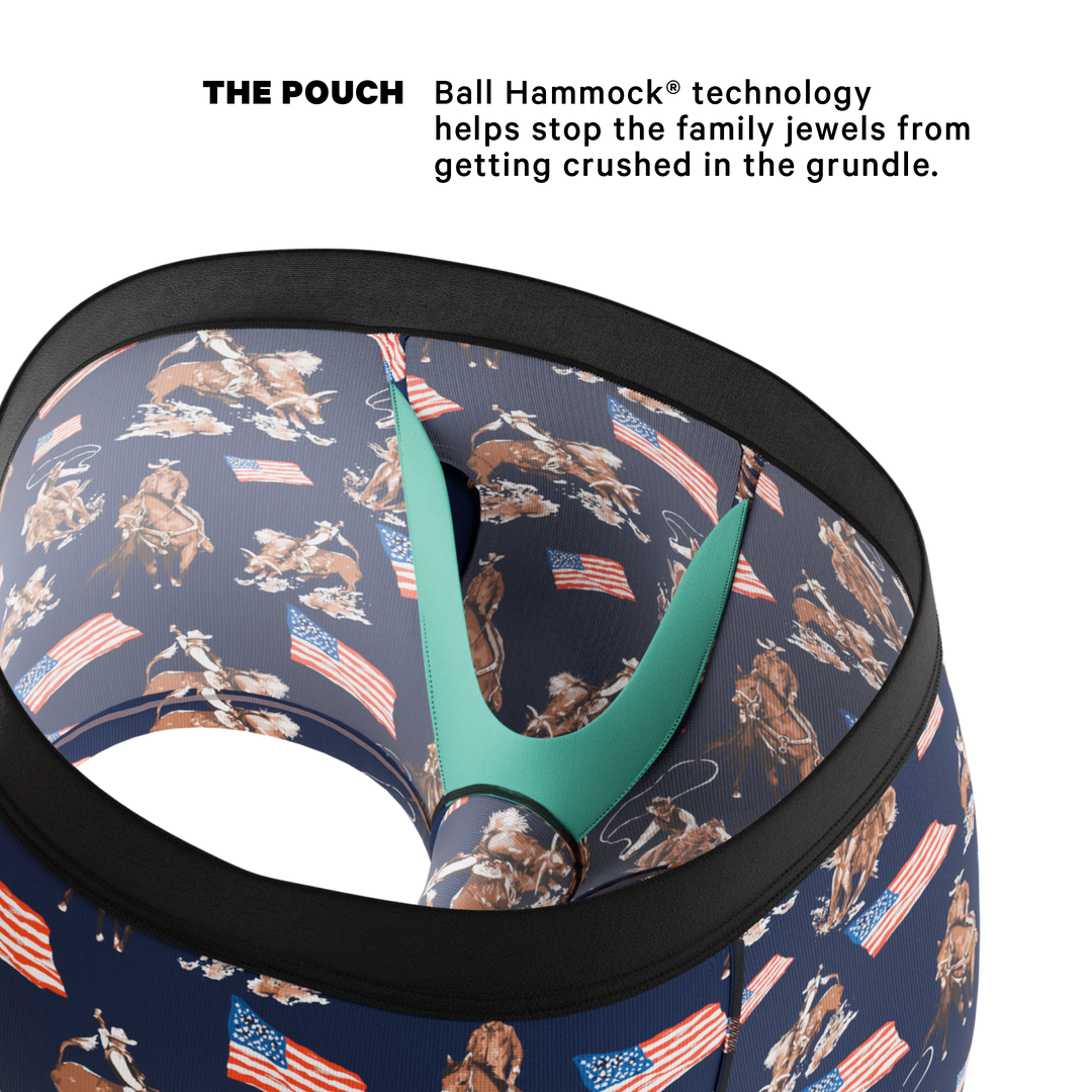 Shinesty "Bootstraps & Chaps" Americana Cowboy Ball Hammock® Pouch Trunks