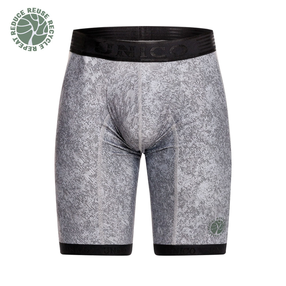 Mundo Unico men's grey athletic boxer Sumatra recycled eco-friendly performance – front view