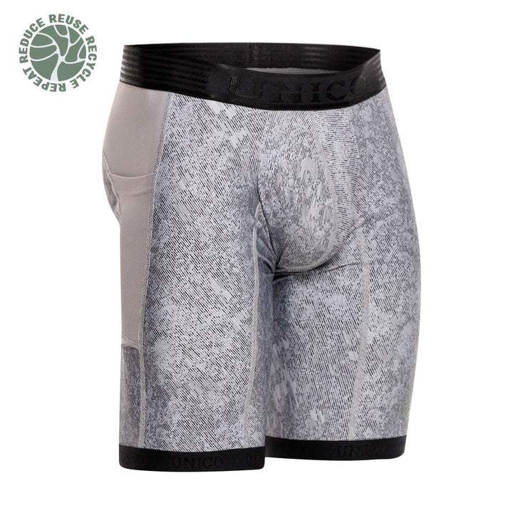 Mundo Unico men's grey athletic boxer Sumatra recycled eco-friendly performance – side view