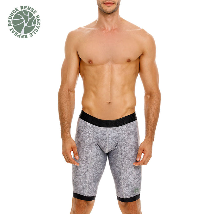 Mundo Unico men's grey athletic boxer Sumatra recycled eco-friendly performance – detail view