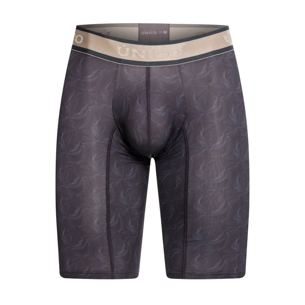 Mundo Unico Men's Terrenal Athletic Boxer Briefs - Grey Print Microfiber with Ergonomic Pouch