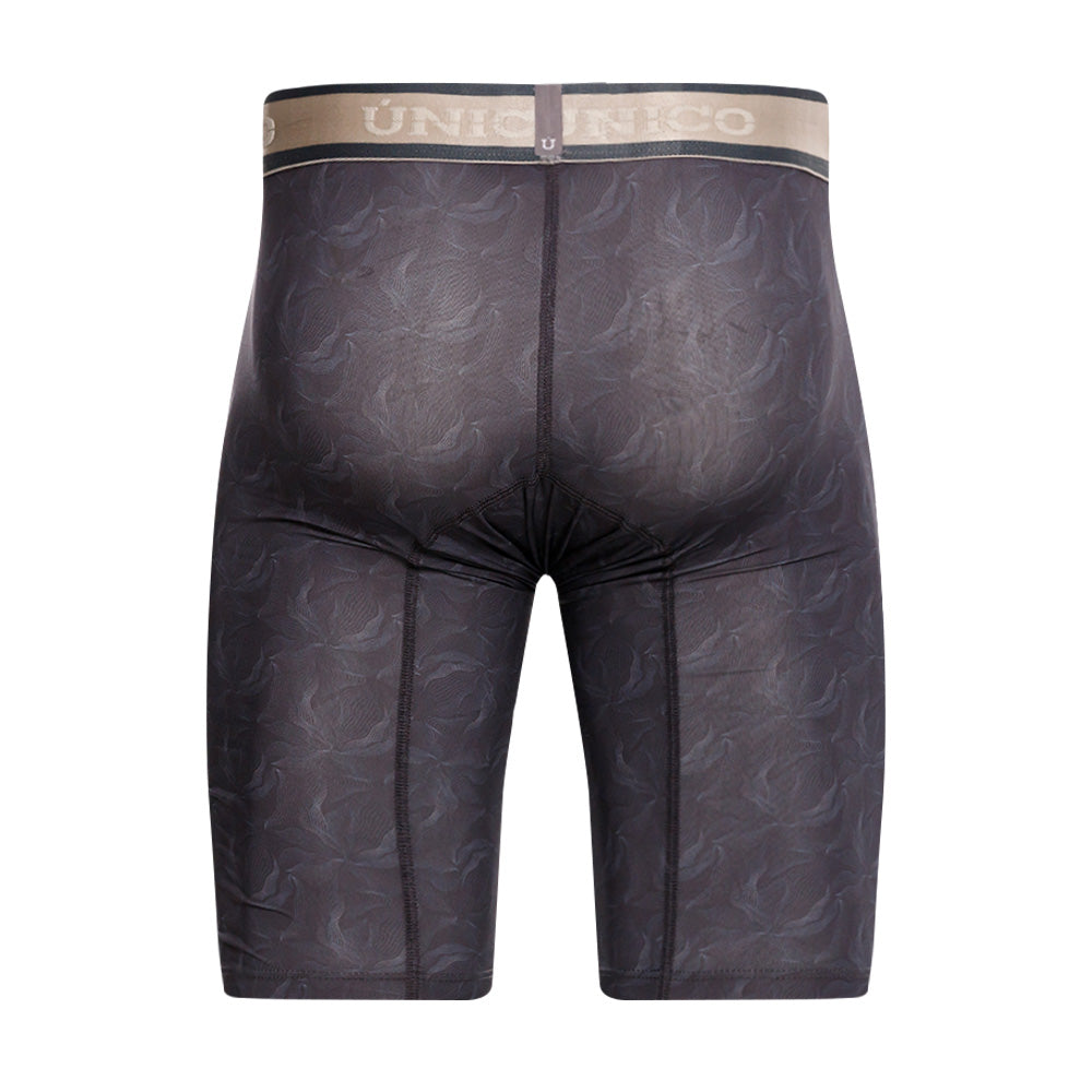 Mundo Unico Men's Terrenal Athletic Boxer Briefs - Grey Print Microfiber with Ergonomic Pouch