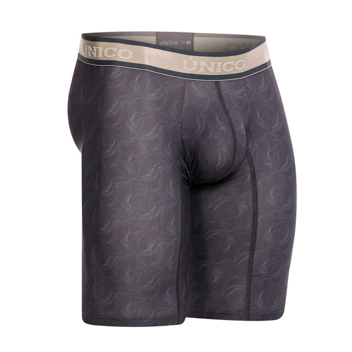 Mundo Unico Men's Terrenal Athletic Boxer Briefs - Grey Print Microfiber with Ergonomic Pouch