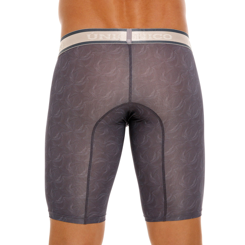 Mundo Unico Men's Terrenal Athletic Boxer Briefs - Grey Print Microfiber with Ergonomic Pouch