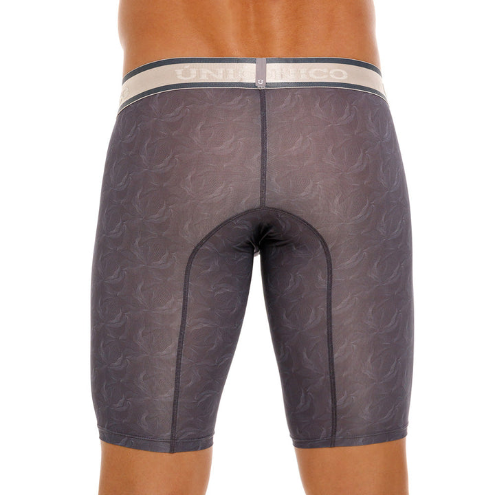 Mundo Unico Men's Terrenal Athletic Boxer Briefs - Grey Print Microfiber with Ergonomic Pouch
