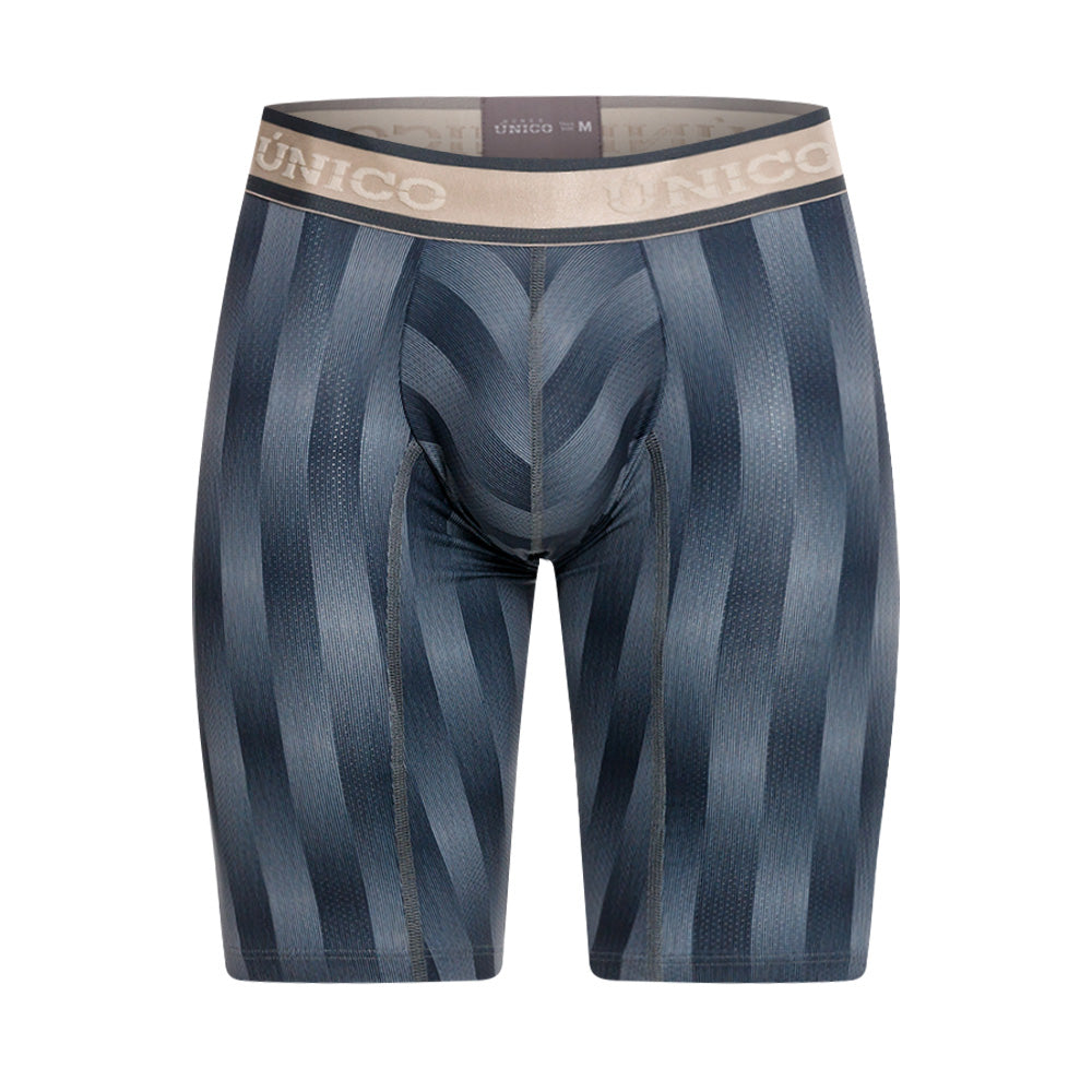 Mundo Unico Men's Athletic Ejes Grey Striped Microfiber Boxers