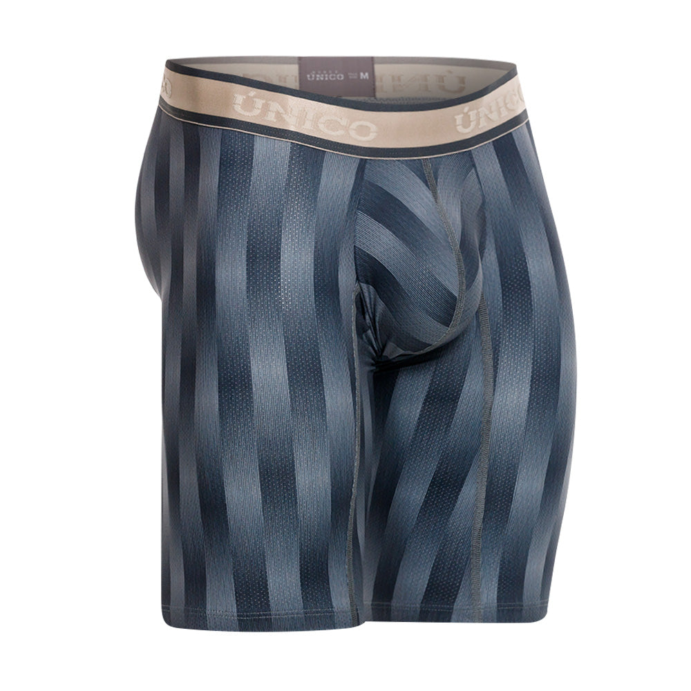 Mundo Unico Men's Athletic Ejes Grey Striped Microfiber Boxers