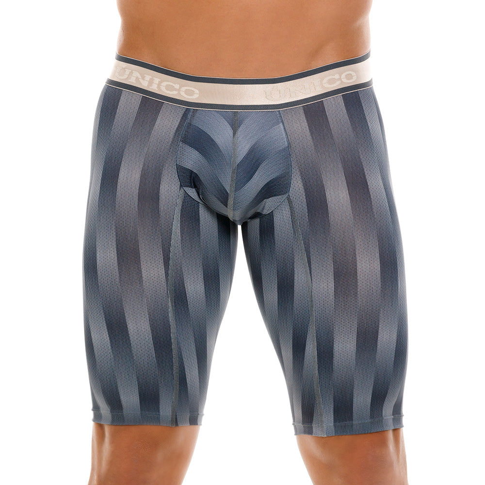 Mundo Unico Men's Athletic Ejes Grey Striped Microfiber Boxers