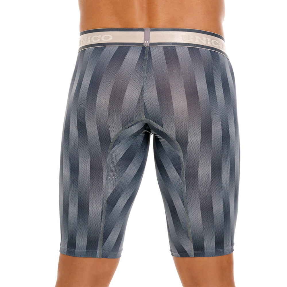 Mundo Unico Men's Athletic Ejes Grey Striped Microfiber Boxers