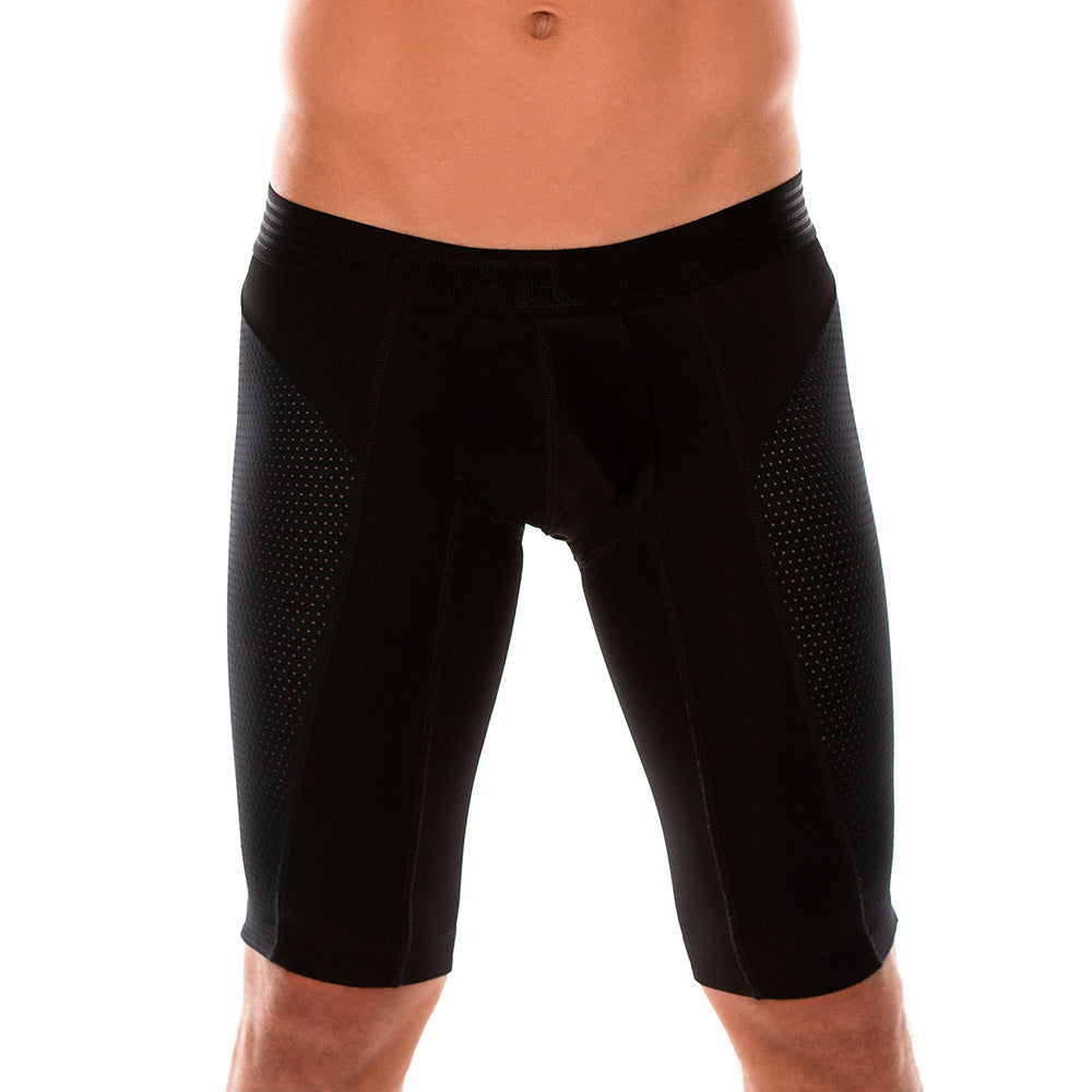 Mundo Unico Men’s Roadmaster Black Long-Leg Athletic Boxers - Microfiber Compression Cycling Trunks