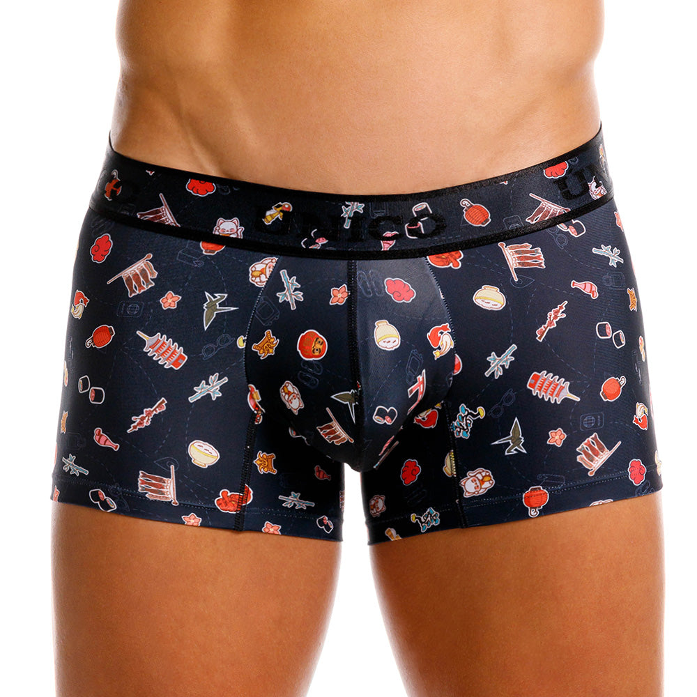 MUNDO ÚNICO "Arigato" Japanese Print Short Boxer/Trunks (BOXER CORTO ARIGATO NEGRO)