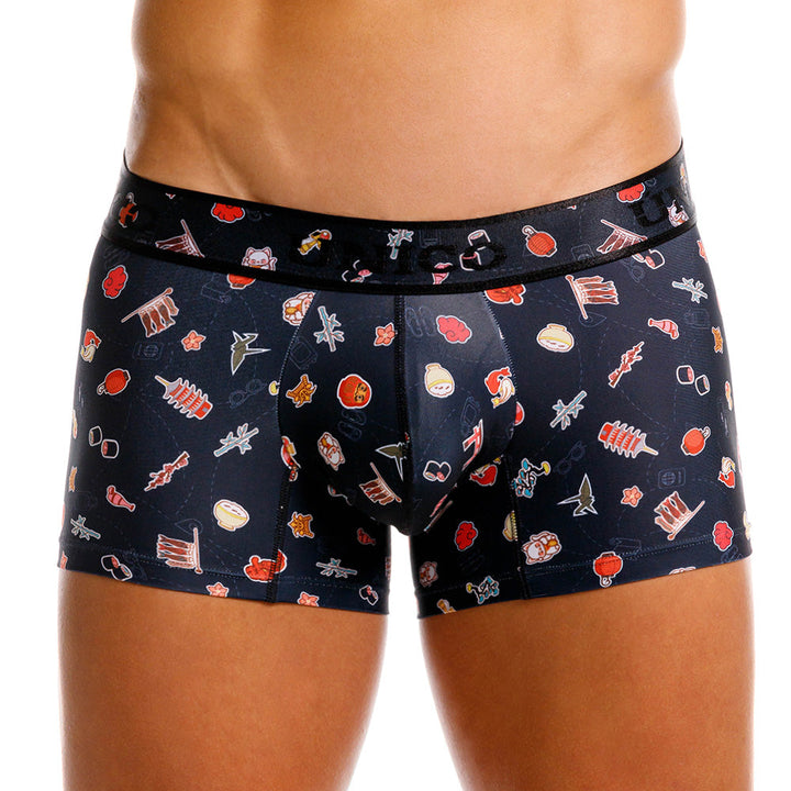 MUNDO ÚNICO "Arigato" Japanese Print Short Boxer/Trunks (BOXER CORTO ARIGATO NEGRO)
