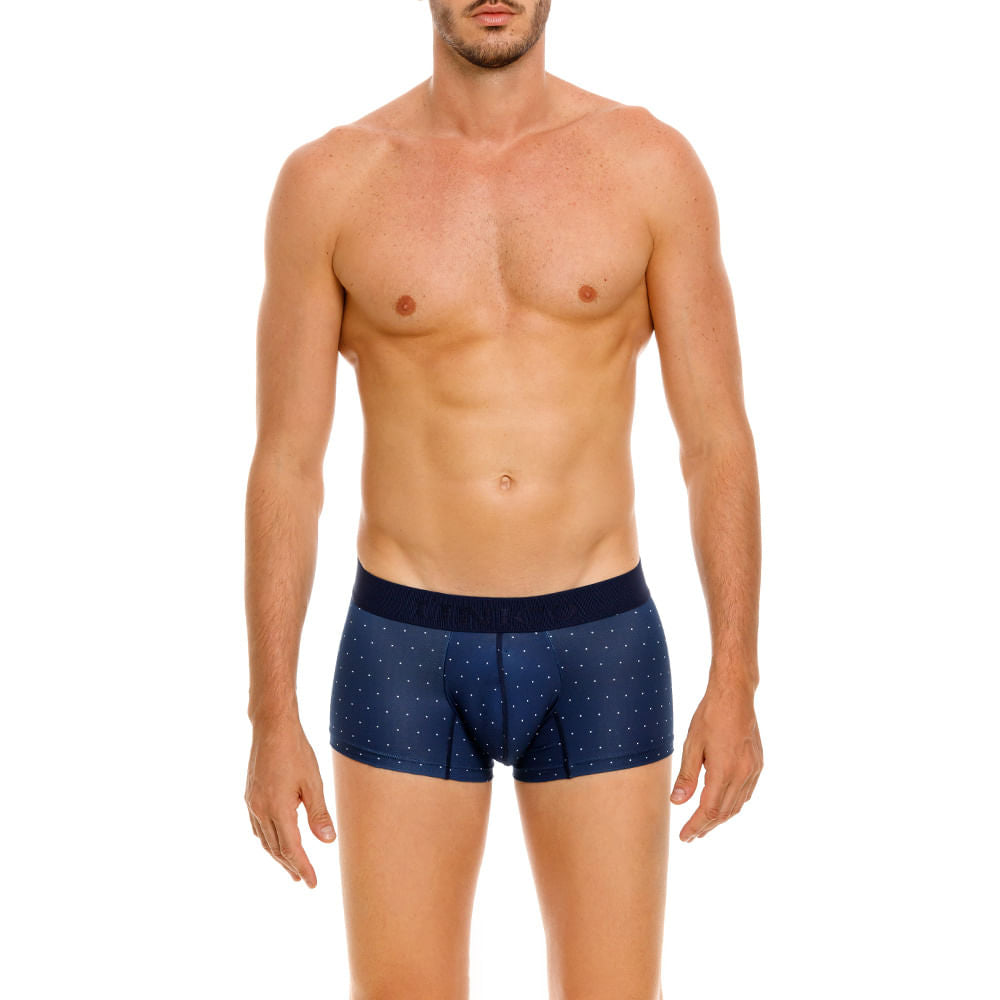 Mundo Unico Bóxer Corto Báltico Azul - Microperforated Blue Trunk with White Polka Dots