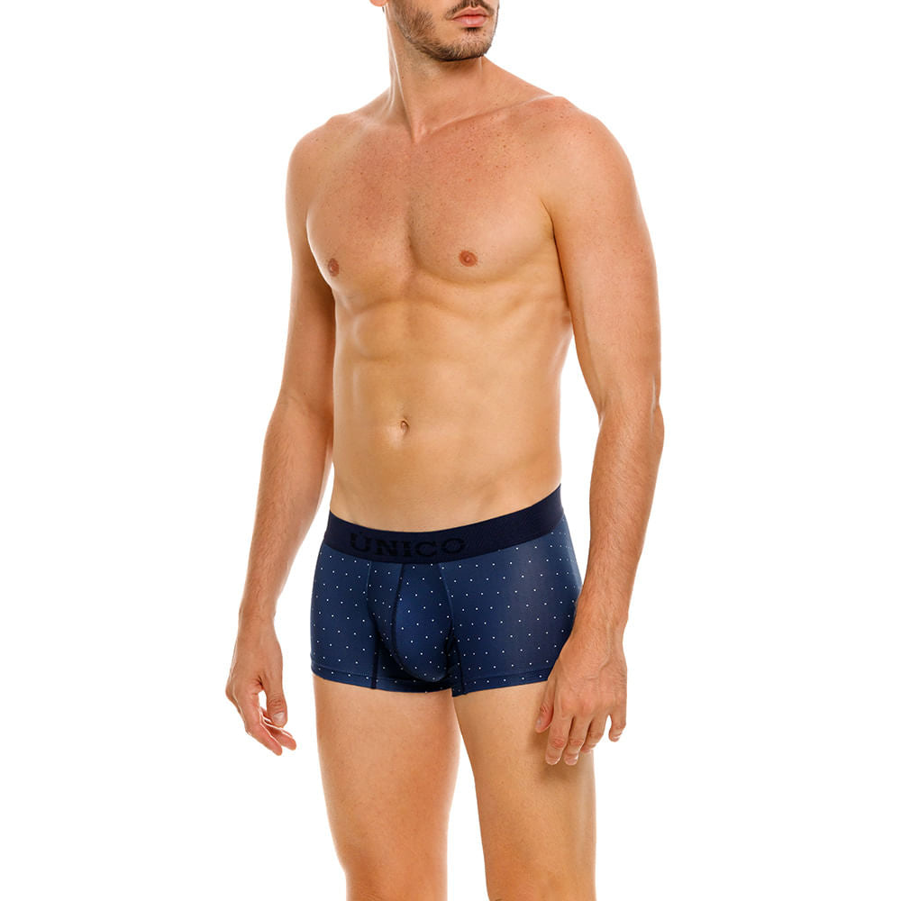 Mundo Unico Bóxer Corto Báltico Azul - Microperforated Blue Trunk with White Polka Dots