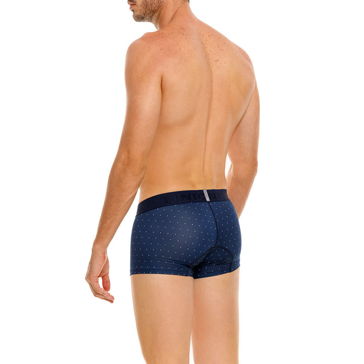 Mundo Unico Bóxer Corto Báltico Azul - Microperforated Blue Trunk with White Polka Dots