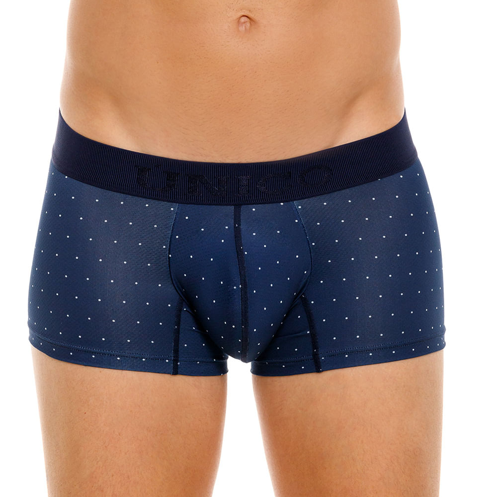 Mundo Unico Bóxer Corto Báltico Azul - Microperforated Blue Trunk with White Polka Dots
