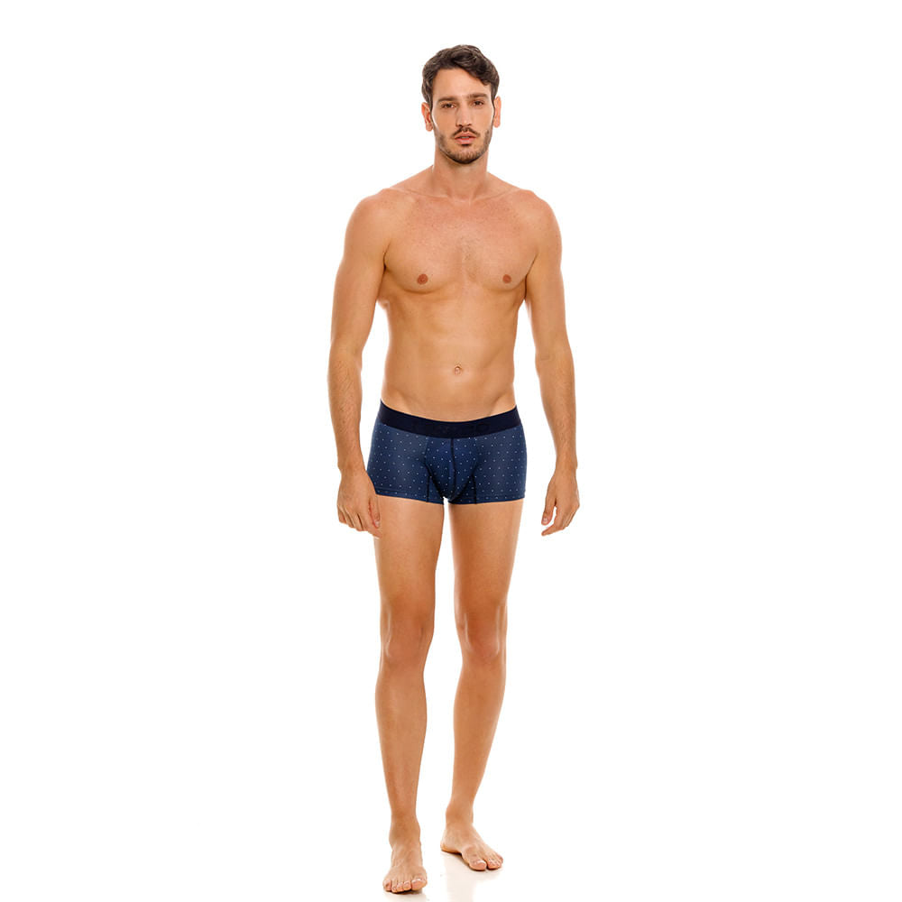 Mundo Unico Bóxer Corto Báltico Azul - Microperforated Blue Trunk with White Polka Dots