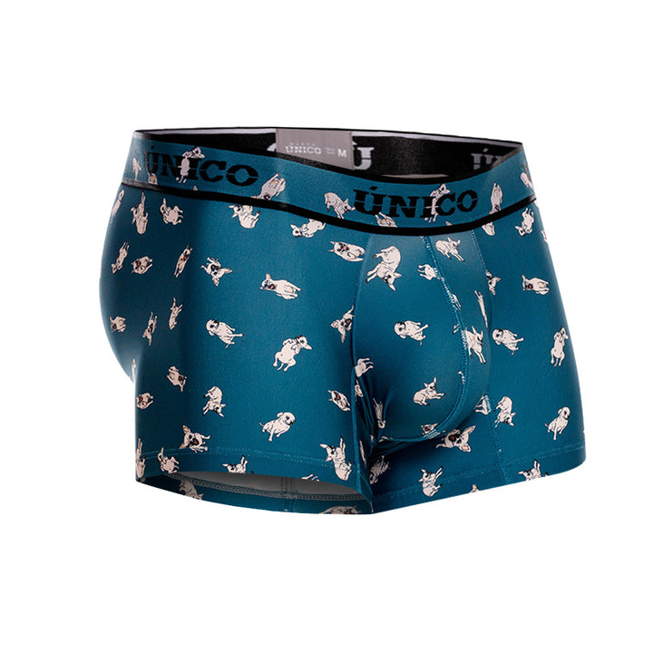 Mundo Único Green Chihuahua Trunks | Short Microfiber Boxer w/ Dog Print & Urologist-Approved Pouch