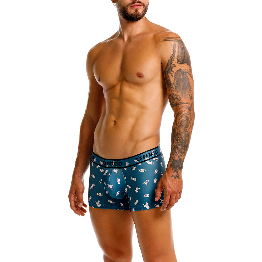 Mundo Único Green Chihuahua Trunks | Short Microfiber Boxer w/ Dog Print & Urologist-Approved Pouch