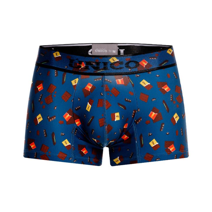 MUNDO ÚNICO "Chocolate" Blue Print Short Boxer/Trunks (BOXER CORTO CHOCOLATE AZUL)