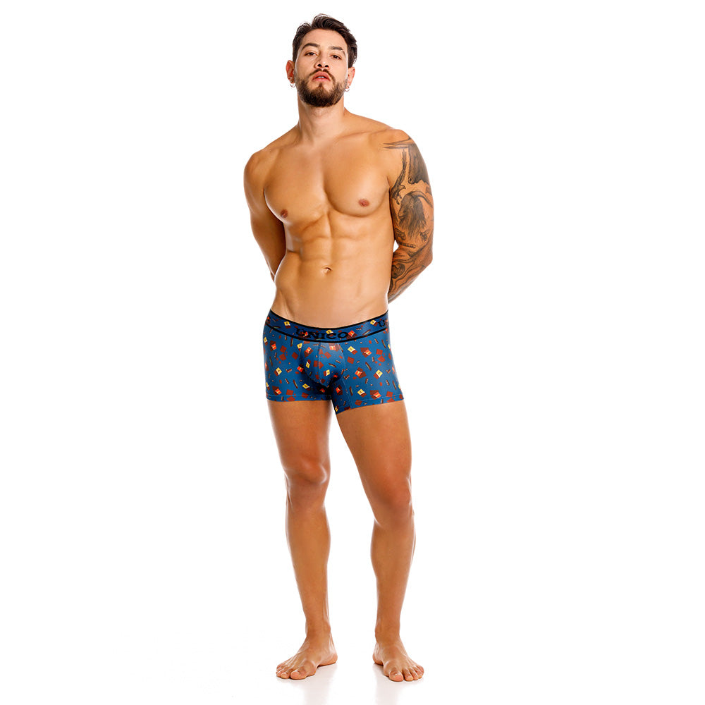 MUNDO ÚNICO "Chocolate" Blue Print Short Boxer/Trunks (BOXER CORTO CHOCOLATE AZUL)