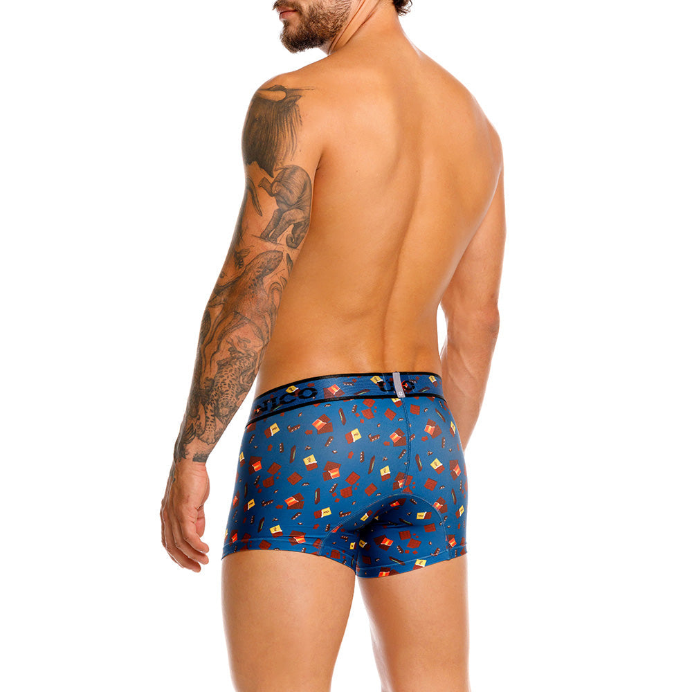 MUNDO ÚNICO "Chocolate" Blue Print Short Boxer/Trunks (BOXER CORTO CHOCOLATE AZUL)