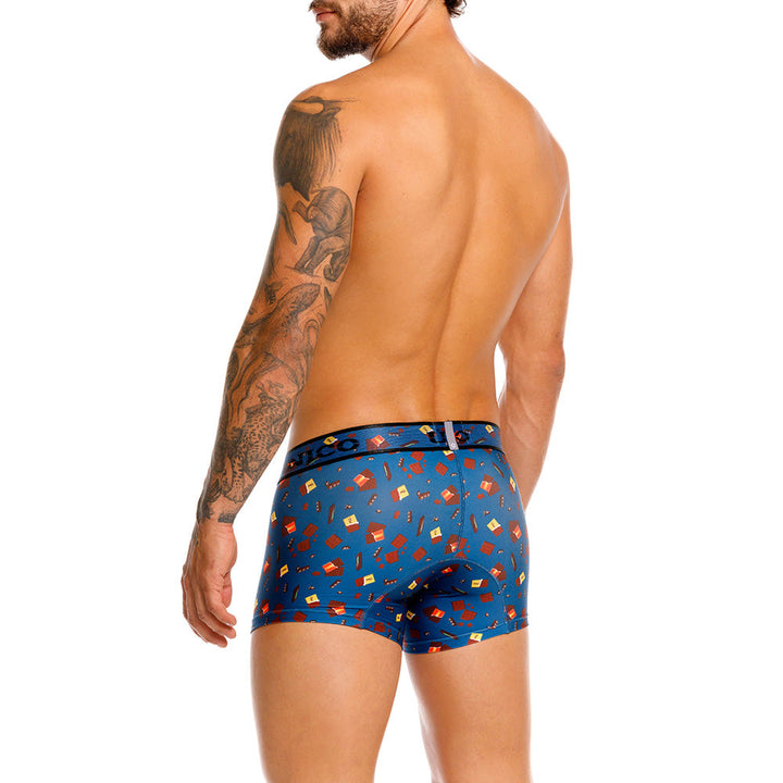 MUNDO ÚNICO "Chocolate" Blue Print Short Boxer/Trunks (BOXER CORTO CHOCOLATE AZUL)