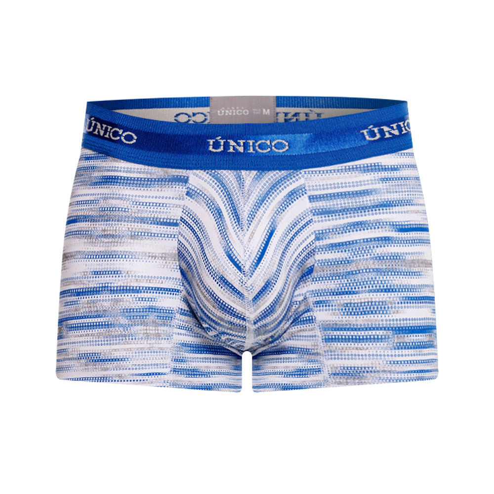 Mundo Unico Men's Short Boxer Briefs - Denim Print Blue Cotton Trunk