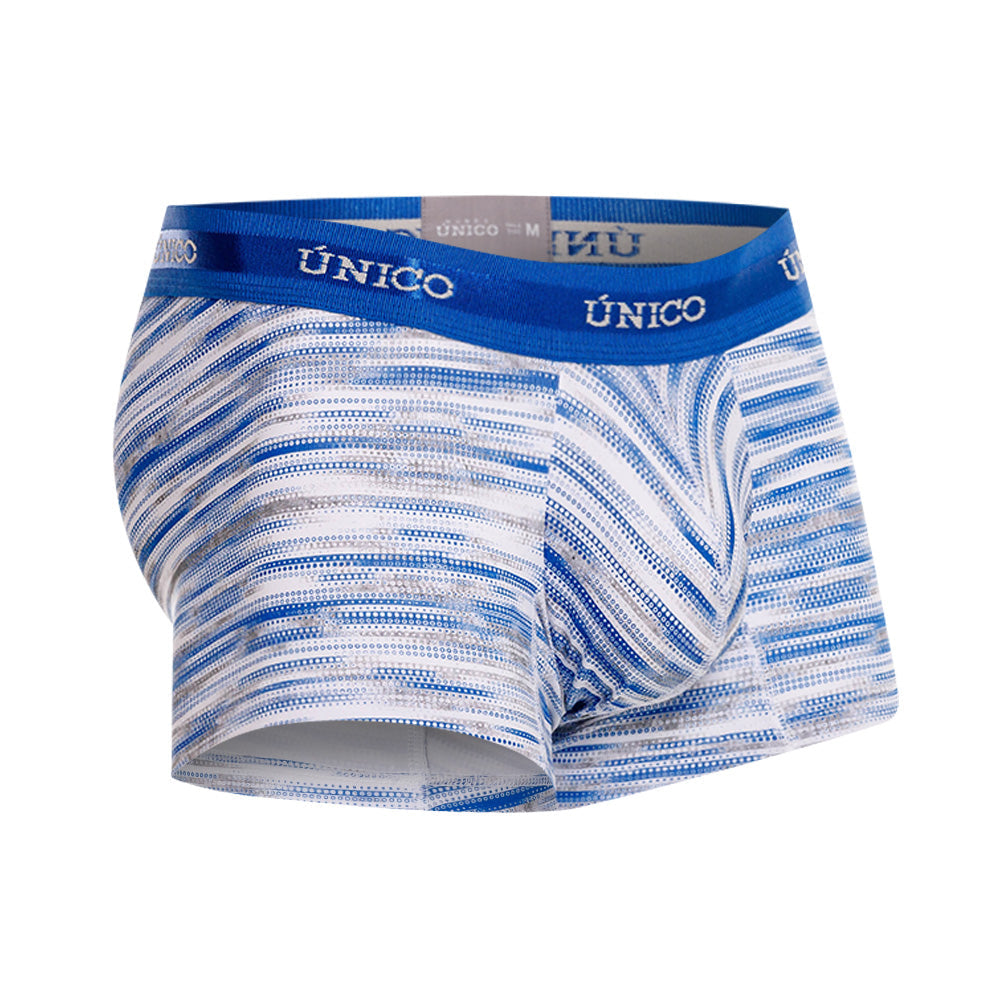 Mundo Unico Men's Short Boxer Briefs - Denim Print Blue Cotton Trunk