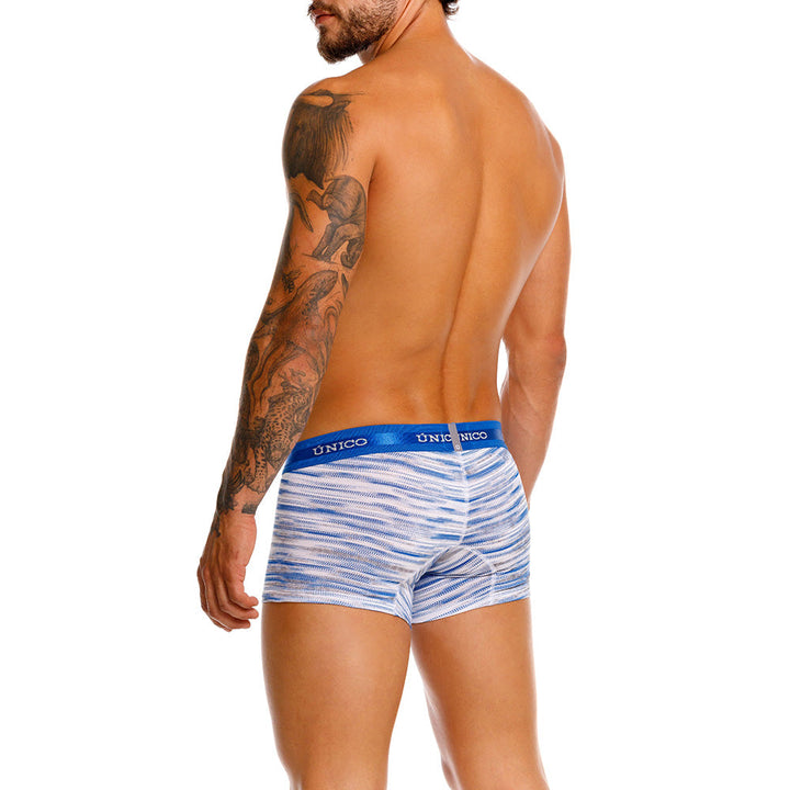 Mundo Unico Men's Short Boxer Briefs - Denim Print Blue Cotton Trunk