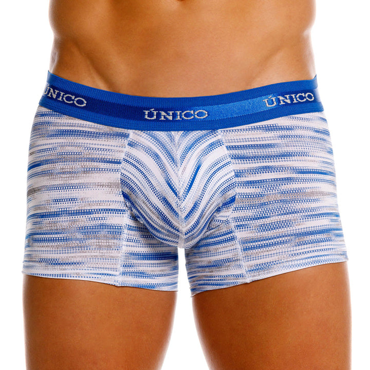 Mundo Unico Men's Short Boxer Briefs - Denim Print Blue Cotton Trunk