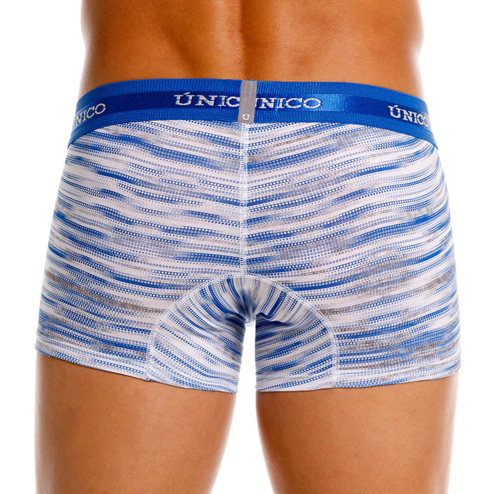 Mundo Unico Men's Short Boxer Briefs - Denim Print Blue Cotton Trunk