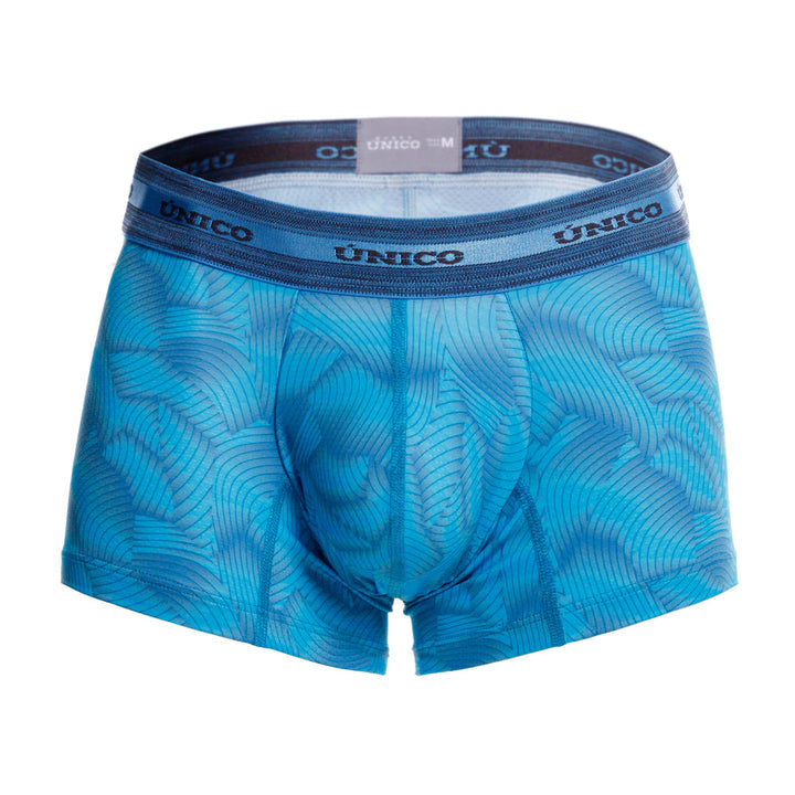 Mundo Unico men's blue microperforated microfiber short boxer Estraza – front view