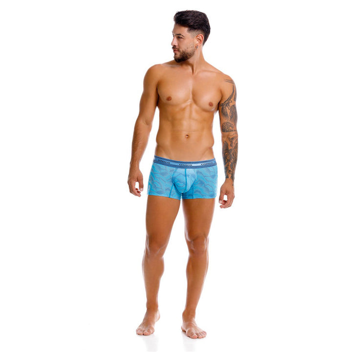 Mundo Unico men's blue microperforated microfiber short boxer Estraza – back view