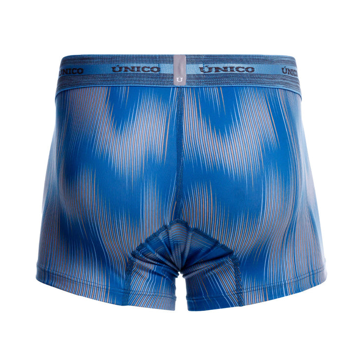 Mundo Unico men's blue printed microfiber short boxer Folio – side view