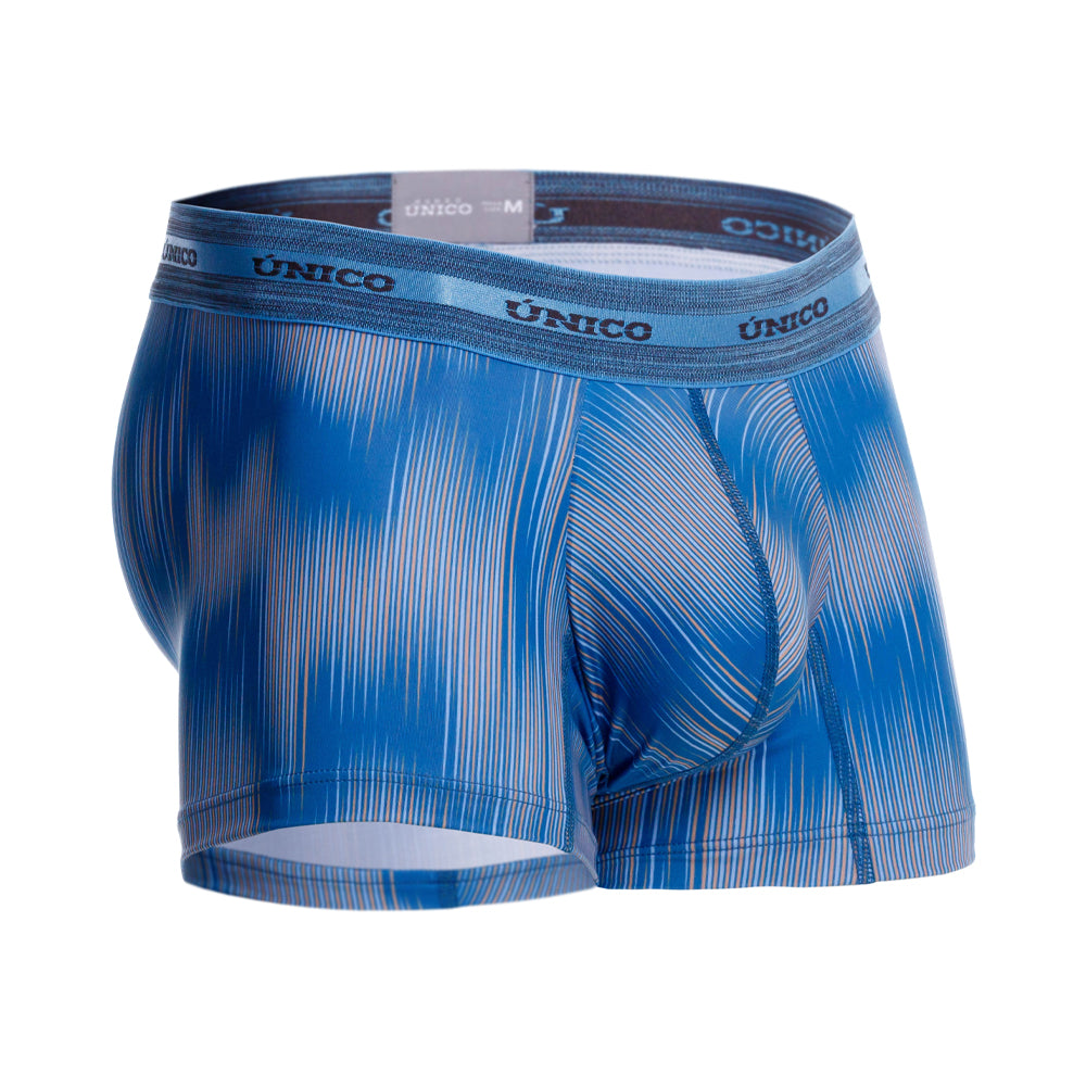Mundo Unico men's blue printed microfiber short boxer Folio – detail view