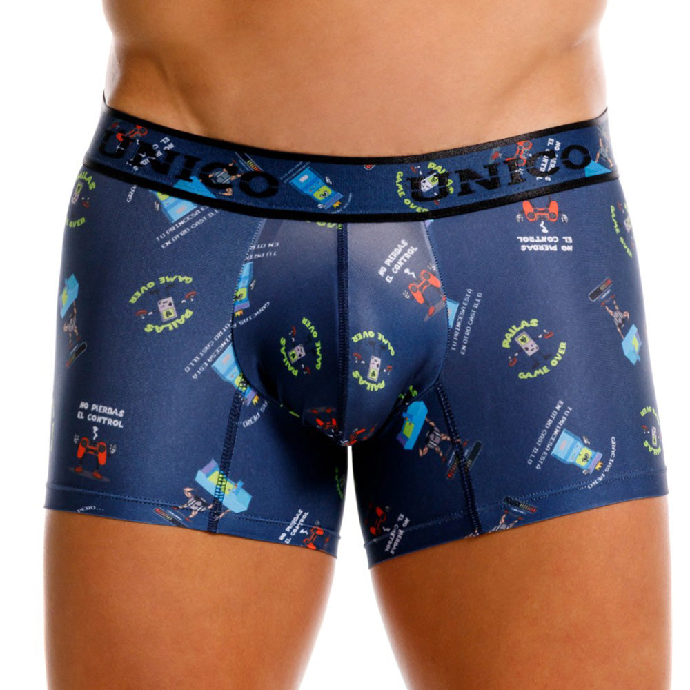 Unico Game Over Men's Short Boxer Brief - Blue Video Game Print