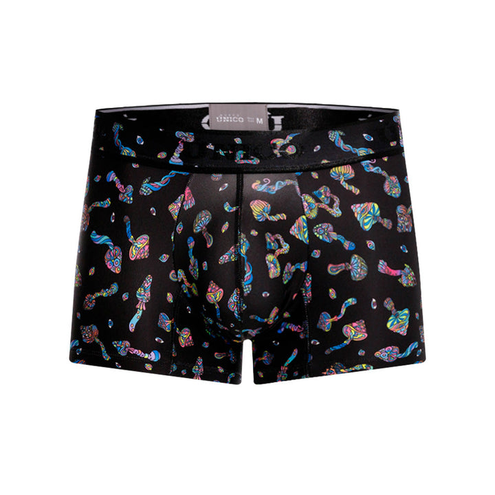 Mundo Único Black Mushroom Trunk | Soft Microfiber Pouch Underwear | Printed Stretch Fabric