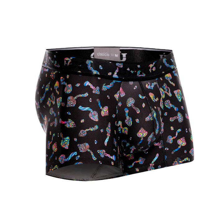 Mundo Único Black Mushroom Trunk | Soft Microfiber Pouch Underwear | Printed Stretch Fabric