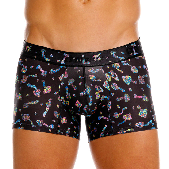 Mundo Único Black Mushroom Trunk | Soft Microfiber Pouch Underwear | Printed Stretch Fabric
