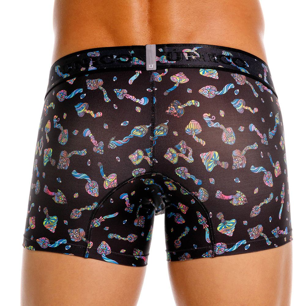 Mundo Único Black Mushroom Trunk | Soft Microfiber Pouch Underwear | Printed Stretch Fabric
