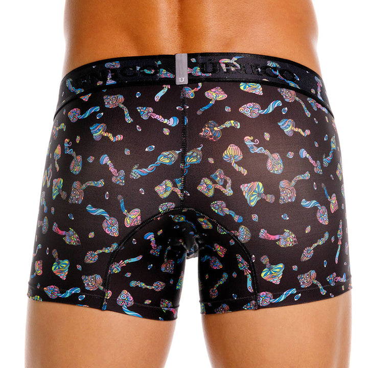 Mundo Único Black Mushroom Trunk | Soft Microfiber Pouch Underwear | Printed Stretch Fabric