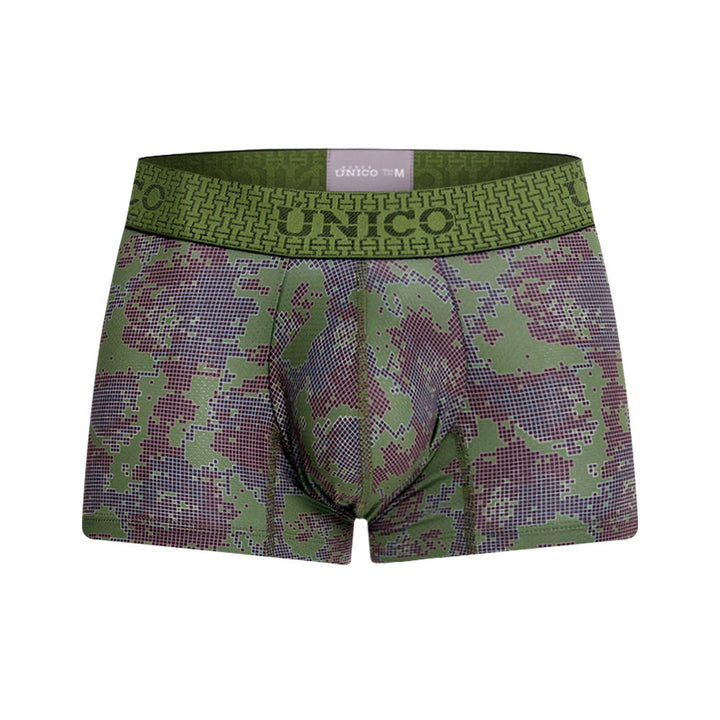 Mundo Unico Men’s Boxer Corto Kombu Verde - Printed Microfiber Short Boxer Briefs with Suspension Pouch