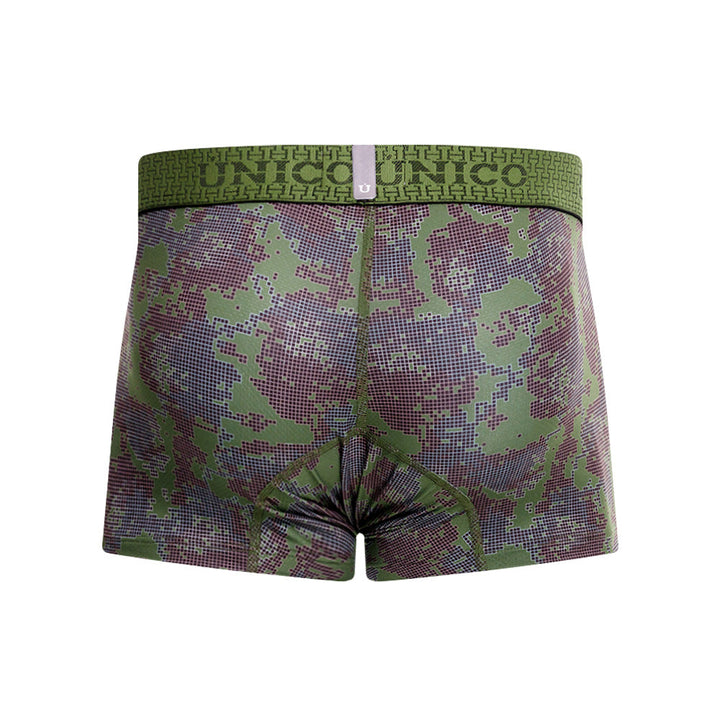 Mundo Unico Men’s Boxer Corto Kombu Verde - Printed Microfiber Short Boxer Briefs with Suspension Pouch