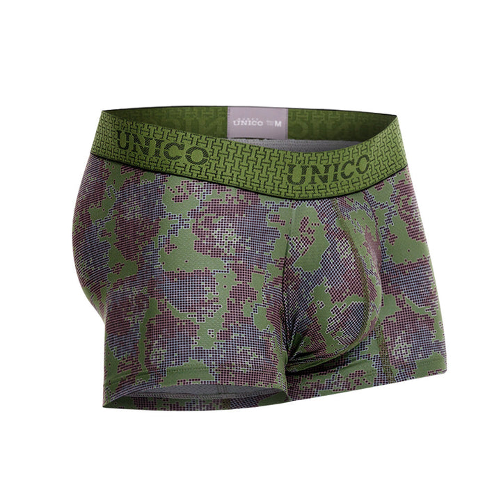 Mundo Unico Men’s Boxer Corto Kombu Verde - Printed Microfiber Short Boxer Briefs with Suspension Pouch