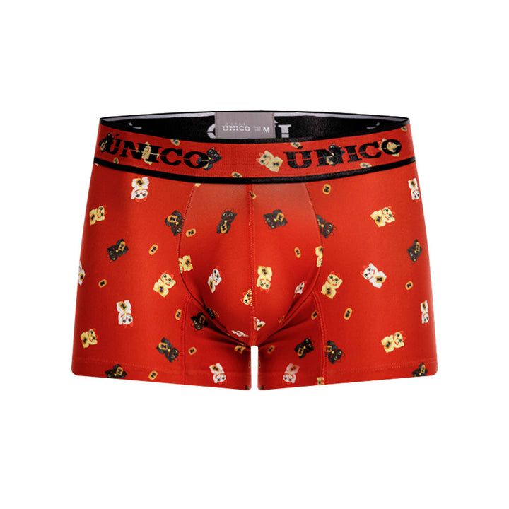 MUNDO ÚNICO "Maneki" Red Printed Short Boxer Briefs (BOXER CORTO MANEKI ROJO)
