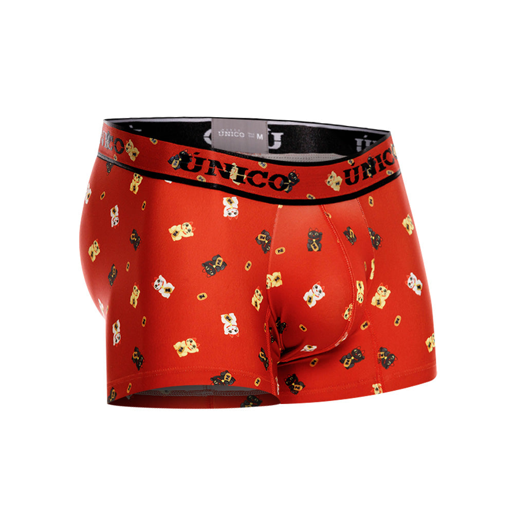 MUNDO ÚNICO "Maneki" Red Printed Short Boxer Briefs (BOXER CORTO MANEKI ROJO)