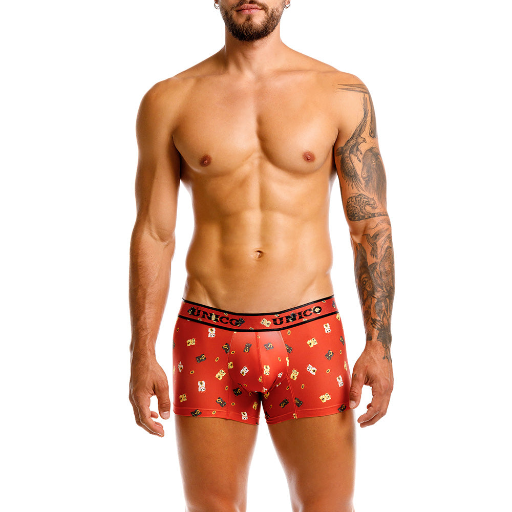 MUNDO ÚNICO "Maneki" Red Printed Short Boxer Briefs (BOXER CORTO MANEKI ROJO)